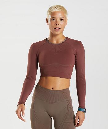 Gymshark Apex Seamless Ženske Ošišane Majice Roze Smeđe Smeđe | HR 3734AHK